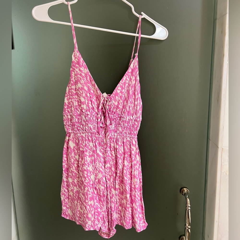 Lush Pink and White Patterned Romper